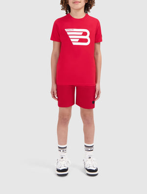 Kids Logo Batch Sweat Shorts | Red