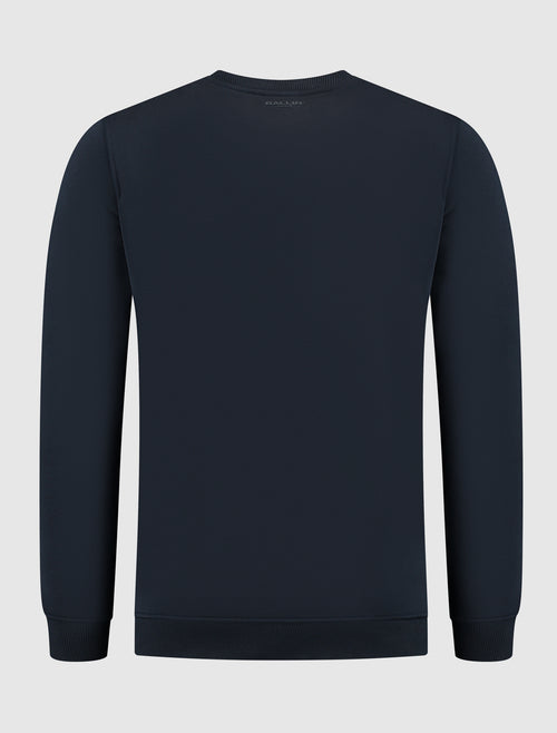 Rotated Logo Print Sweater | Navy